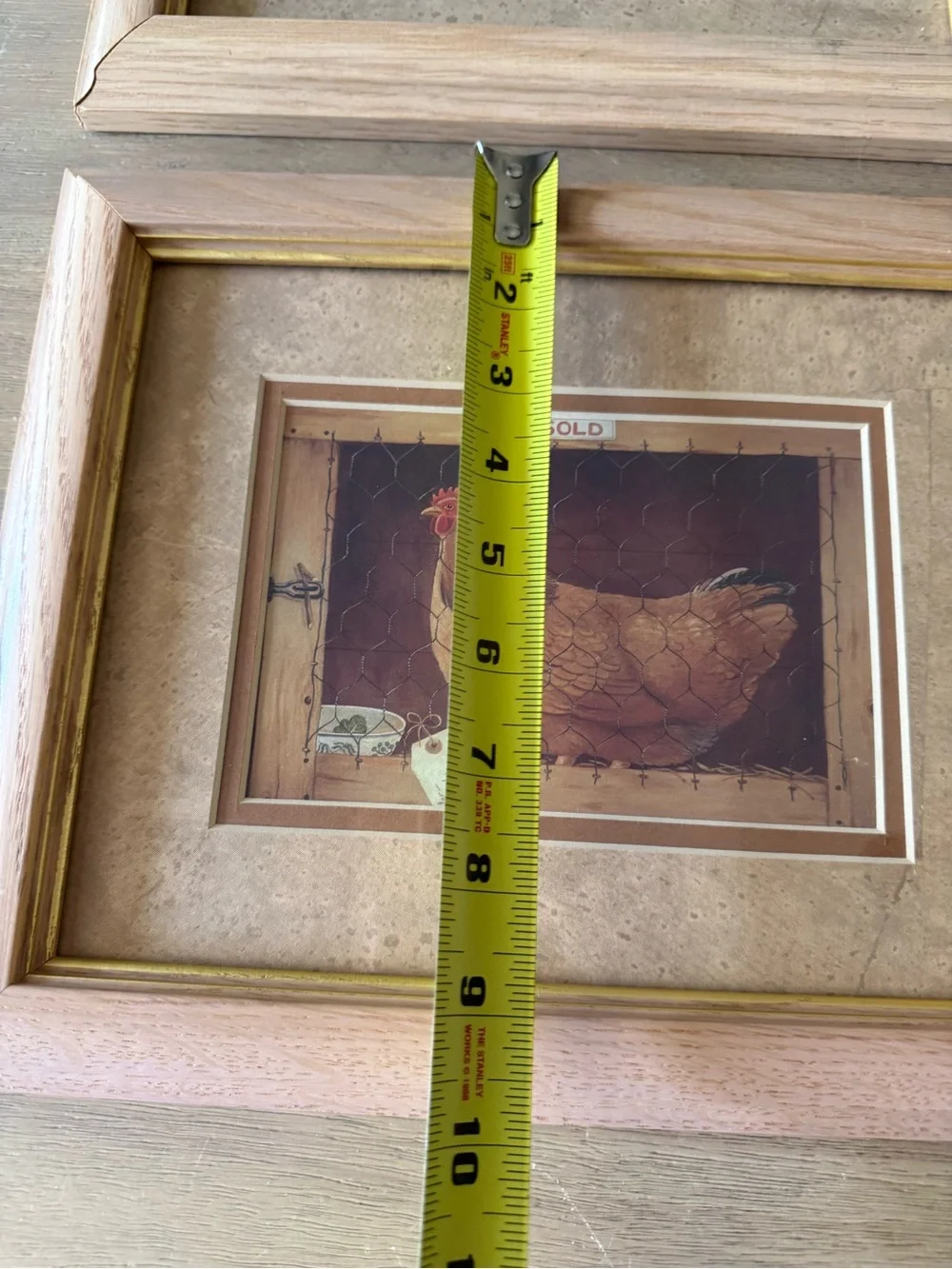 Pair of Chicken Print Wall Hanging Framed Art